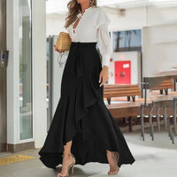 Cross-Border Women's Plaid Mermaid Skirt With Ruffled Irregular Hem, High-Waisted Casual Umbrella Wrap Long Skirt - KaleaBoutique.com