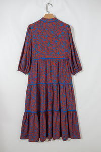 KaleaBoutique Comfortable 3/4 Puff Sleeve Tiered Loose Floral Dress - KaleaBoutique.com