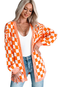 KaleaBoutique Stylish Checkered Open Front Drop Shoulder Cardigan - KaleaBoutique.com