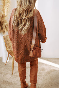 KaleaBoutique Stylish Cable Knit Drop Shoulder Loose Fit Sweater Dress - KaleaBoutique.com
