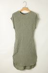KaleaBoutique Stylish Waffle Texture Curved Hem Side Slit T-shirt Dress - KaleaBoutique.com