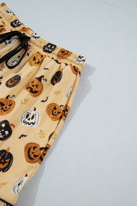 KaleaBoutique Stylish Long Sleeve Ruffle Pumpkin Face Print Two Piece Lounge Set - KaleaBoutique.com