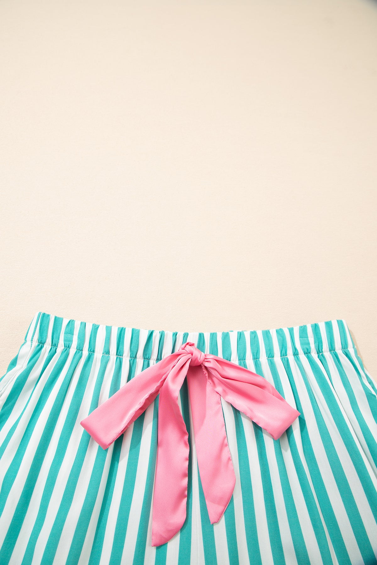 KaleaBoutique Stylish Contrast Ricrac Trim Long Sleeve Shirt Drawstring Ruffled Pajama Short Set - KaleaBoutique.com