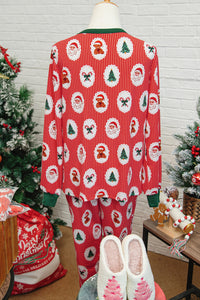 KaleaBoutique Stylish Christmas Fashion Print Henley V Neck Pullover and Jogger Pants 2 Piece Lounge Set - KaleaBoutique.com