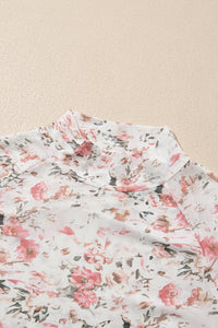 KaleaBoutique Floral Long Sleeve High Neck Sheath Mesh Top - KaleaBoutique.com
