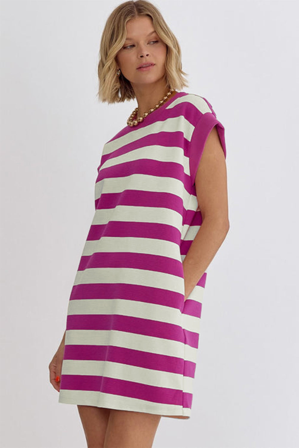 KaleaBoutique Stylish Cap Sleeve Pocketed Shift T-shirt Dress - KaleaBoutique.com
