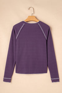 KaleaBoutique Stylish Textured Round Neck Long Sleeve Top - KaleaBoutique.com