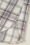 KaleaBoutique White Plaid Print Tunic Plus Size Shacket with Slits - KaleaBoutique.com