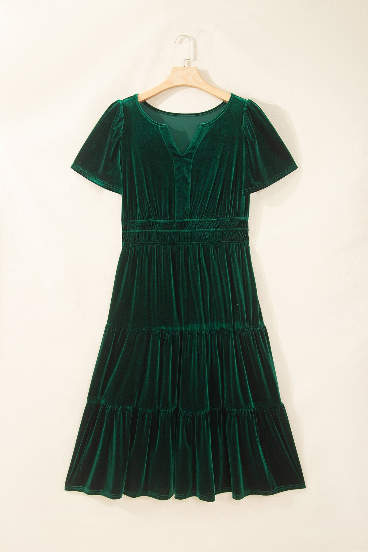 Blackish Green Plus Size Velvet Tiered Maxi Dress - KaleaBoutique.com
