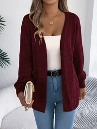 Women's Openwork Open-Front Longline Balloon-Sleeve Cardigan - KaleaBoutique.com