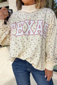 KaleaBoutique Stylish Floral Print Stand Neck Long Sleeve Slogan Sweatshirt - KaleaBoutique.com