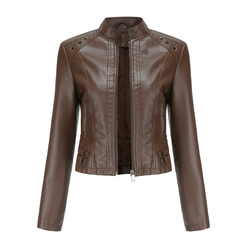 KaleaBoutique Women's Studded Faux-Leather Zip Jacket - KaleaBoutique.com