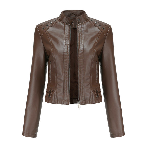 KaleaBoutique Women's Studded Faux-Leather Zip Jacket - KaleaBoutique.com