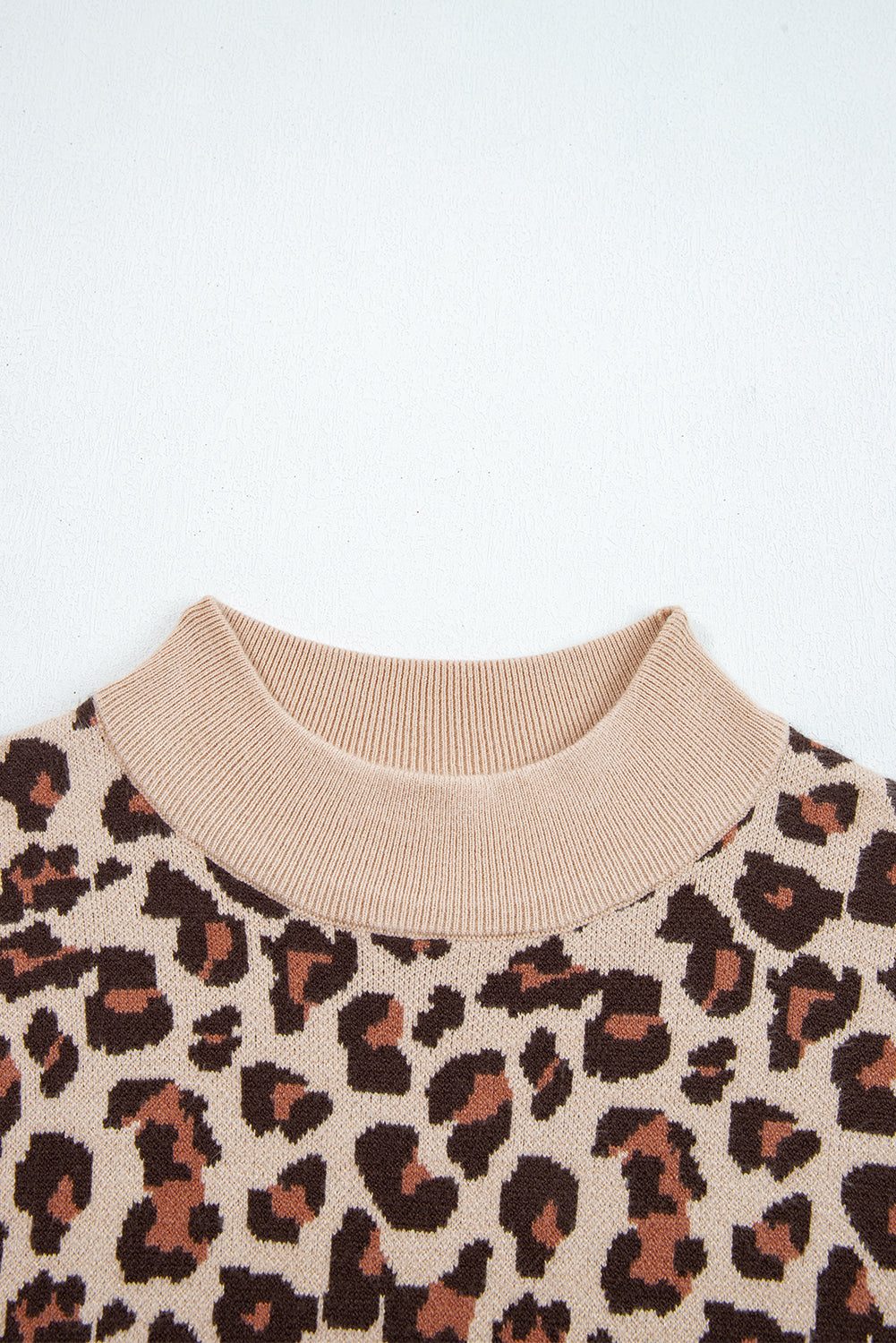 KaleaBoutique Stylish Leopard Print High Neck Shift Mini Sweater Dress - KaleaBoutique.com