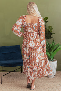 KaleaBoutique Beautiful Floral Print Shirred Square Neck High Waist Maxi Dress - KaleaBoutique.com