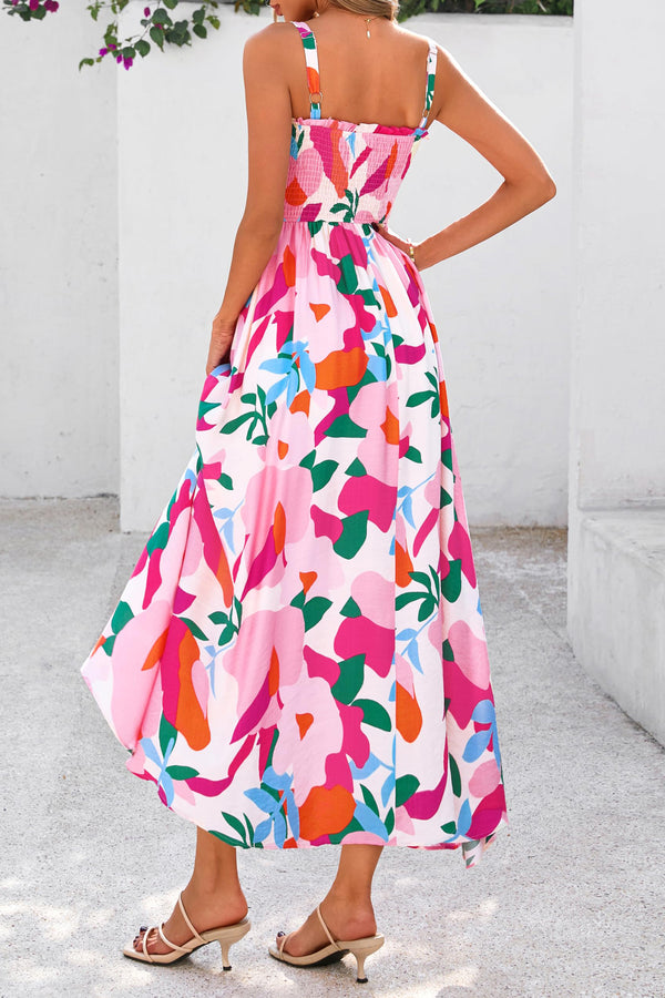 KaleaBoutique Comfortable Floral Print Adjustable Straps Smocked High Waist Sundress - KaleaBoutique.com