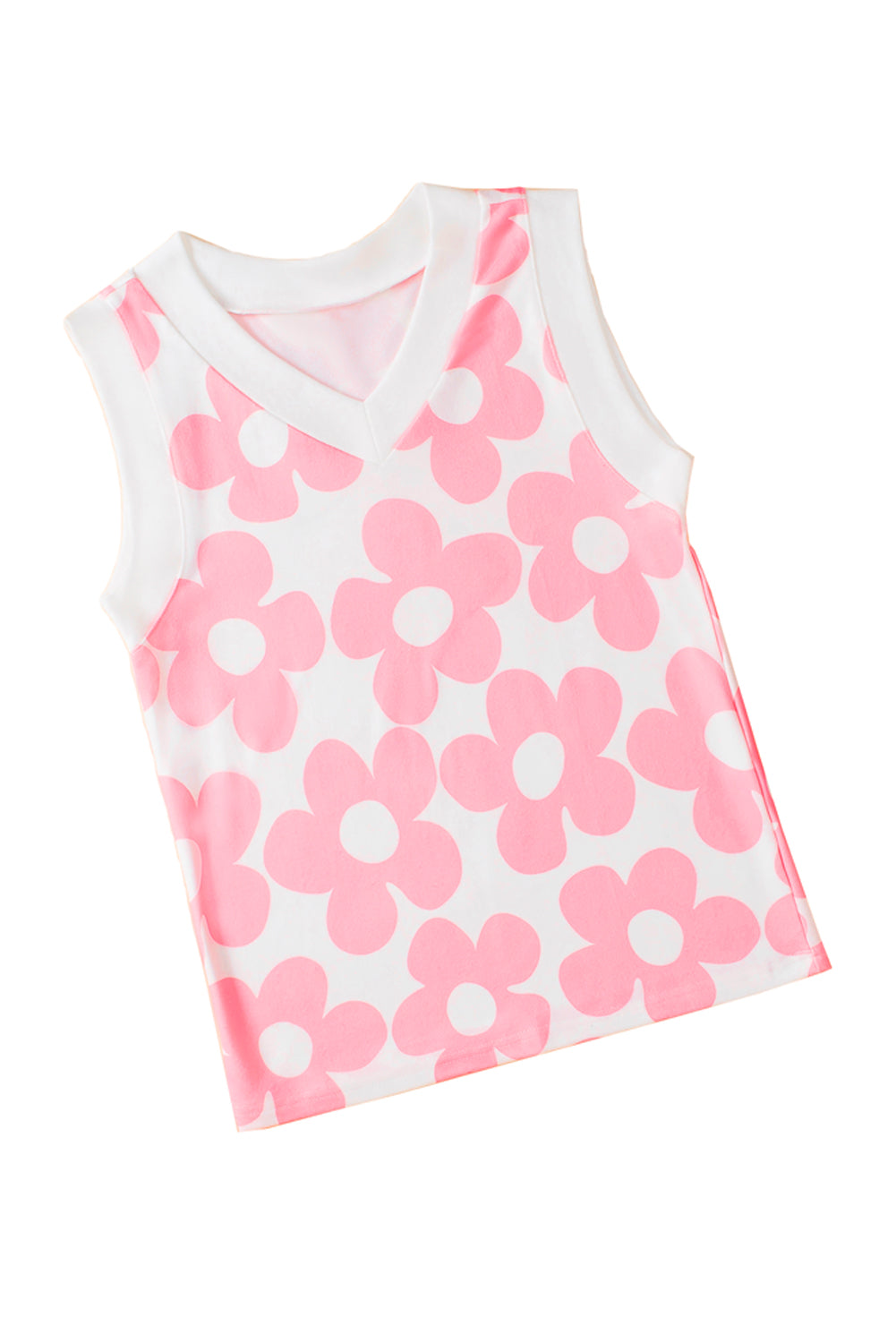 Cute Flower Knitted V Neck Tank Top - KaleaBoutique.com