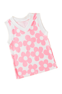 Cute Flower Knitted V Neck Tank Top - KaleaBoutique.com