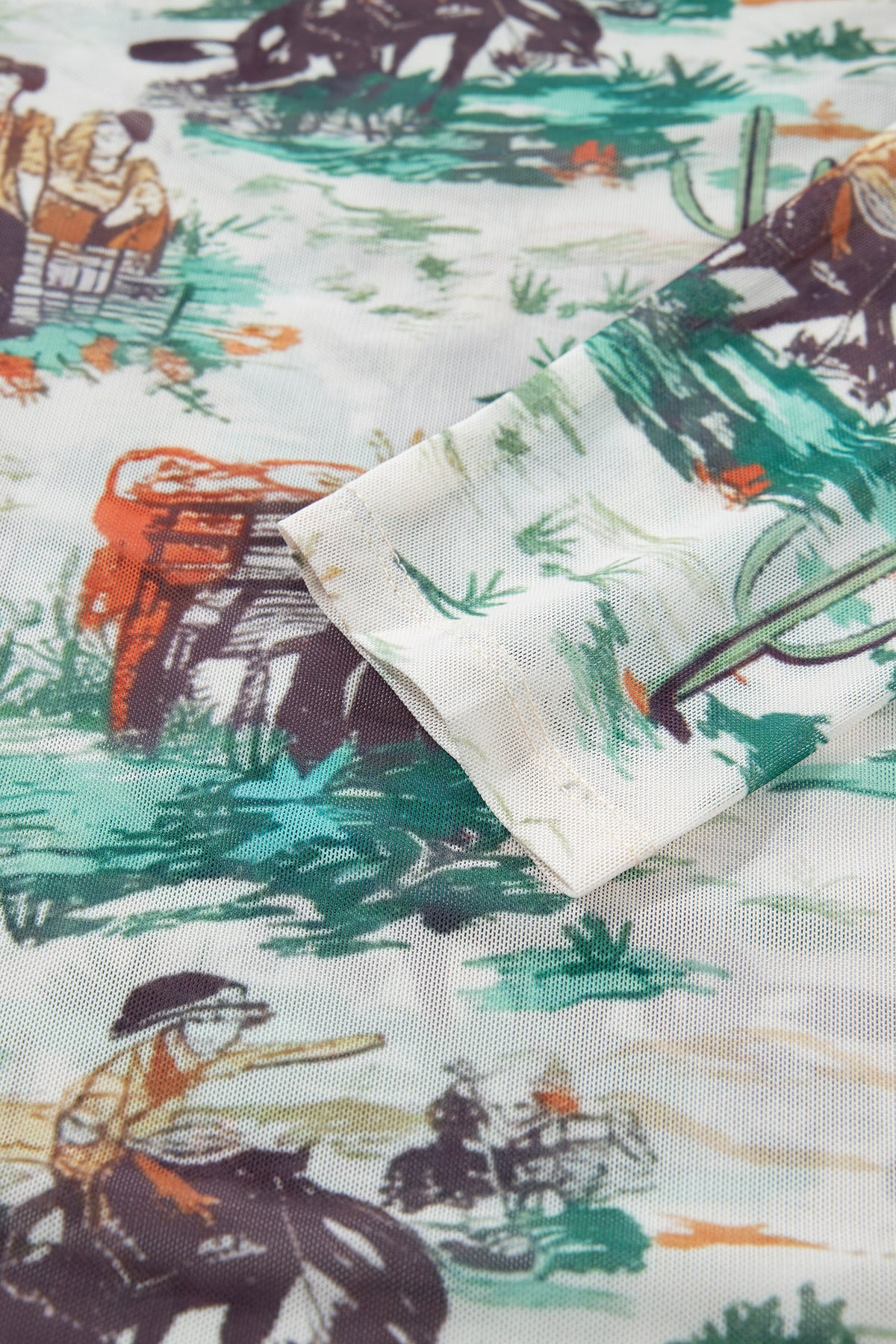 KaleaBoutique Stylish Western Print Long Sleeve Round Neck Slim Top - KaleaBoutique.com