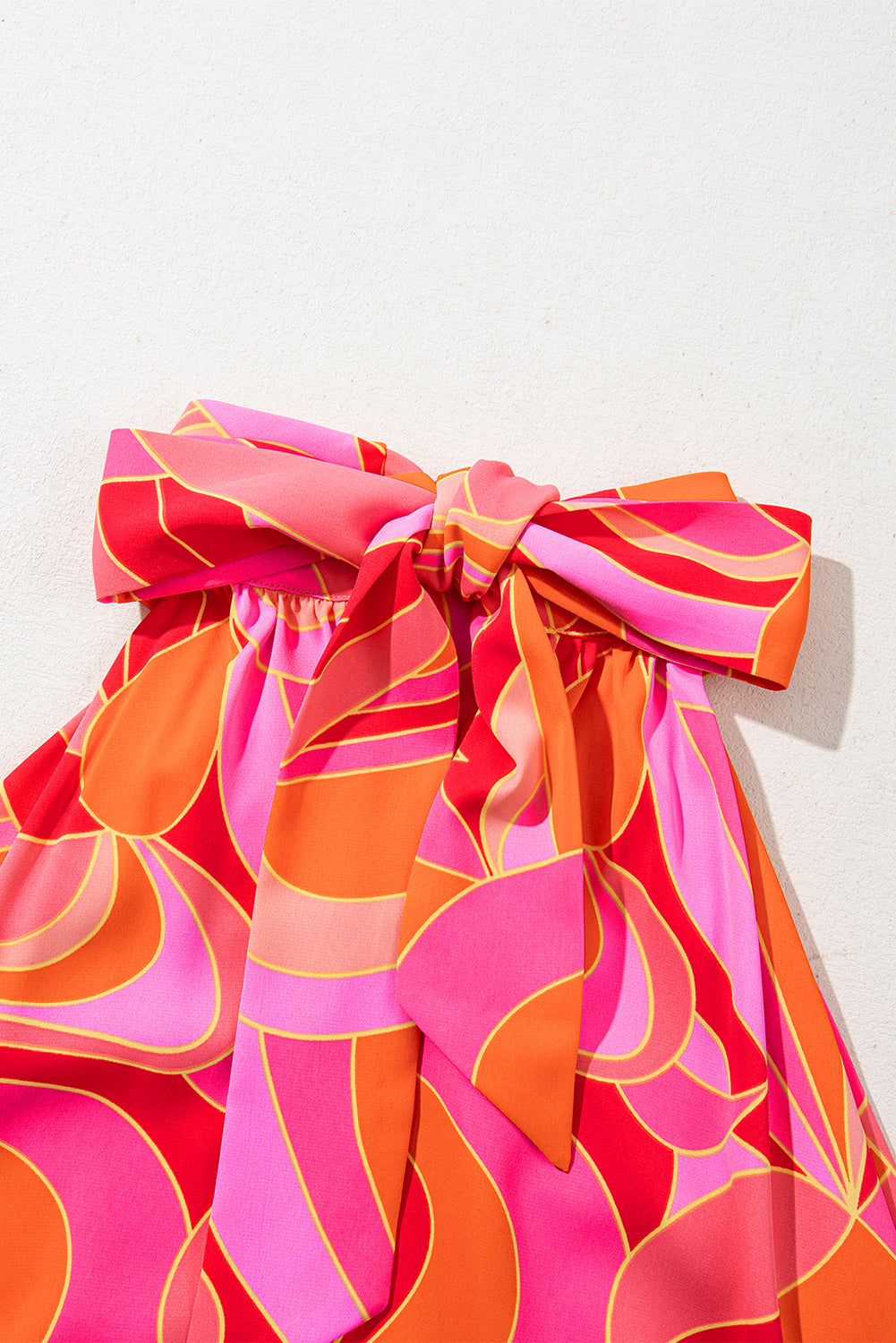 KaleaBoutique Stylish Abstract Printed High Neck Knotted Nape Sleeveless Maxi Dress - KaleaBoutique.com