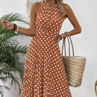 Women's Printed Halter-Neck Gathered-Waist Midi Dress - KaleaBoutique.com