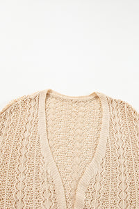 Hollow Out Knit Drop Shoulder Open Front Cardigan - KaleaBoutique.com