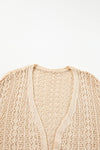 Hollow Out Knit Drop Shoulder Open Front Cardigan - KaleaBoutique.com