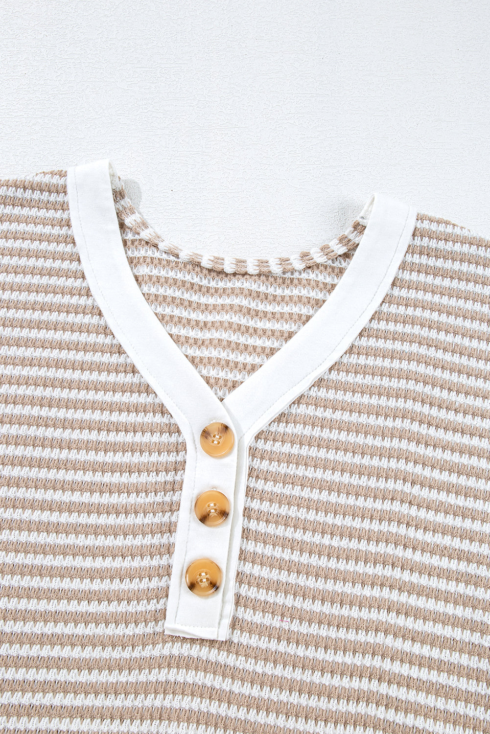 KaleaBoutique Stylish Buttoned Front V Neck Knitted T Shirt - KaleaBoutique.com