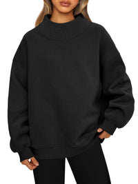 Women's Relaxed-Fit Mock-Neck Drop-Shoulder Sweatshirt - KaleaBoutique.com