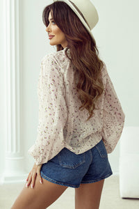 KaleaBoutique Floral Embroidered Lace Bubble Sleeve Shirt - KaleaBoutique.com