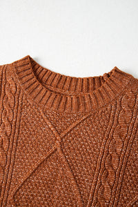 KaleaBoutique Stylish Cable Knit Drop Shoulder Loose Fit Sweater Dress - KaleaBoutique.com