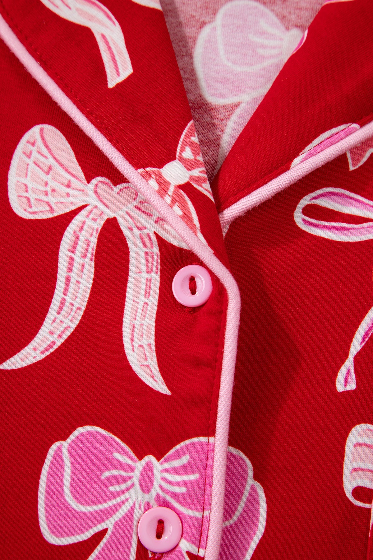 KaleaBoutique Comfortable Sweet Bow Print Shirt Style Top Long 2pcs Pajama Set - KaleaBoutique.com