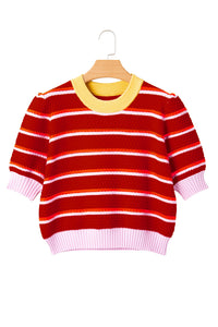 KaleaBoutique Stylish Colorblock Trim Half Sleeve Sweater Top - KaleaBoutique.com