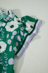 KaleaBoutique Stylish V Neck Ruffled Short Sleeve Flower Maxi Dress - KaleaBoutique.com