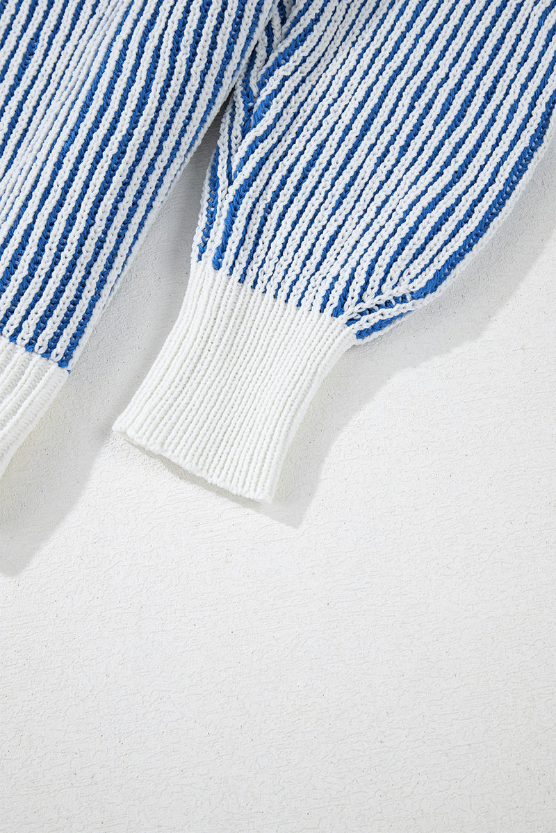 KaleaBoutique Stylish Striped Textured Knit Contrast Edge Loose Sweater - KaleaBoutique.com