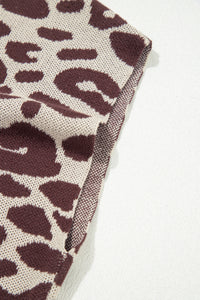 KaleaBoutique Stylish Leopard Print Short Sleeve Knit Loose Pullover Sweater - KaleaBoutique.com