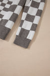 KaleaBoutique Checkered Print Drop Shoulder Round Neck Sweater - KaleaBoutique.com
