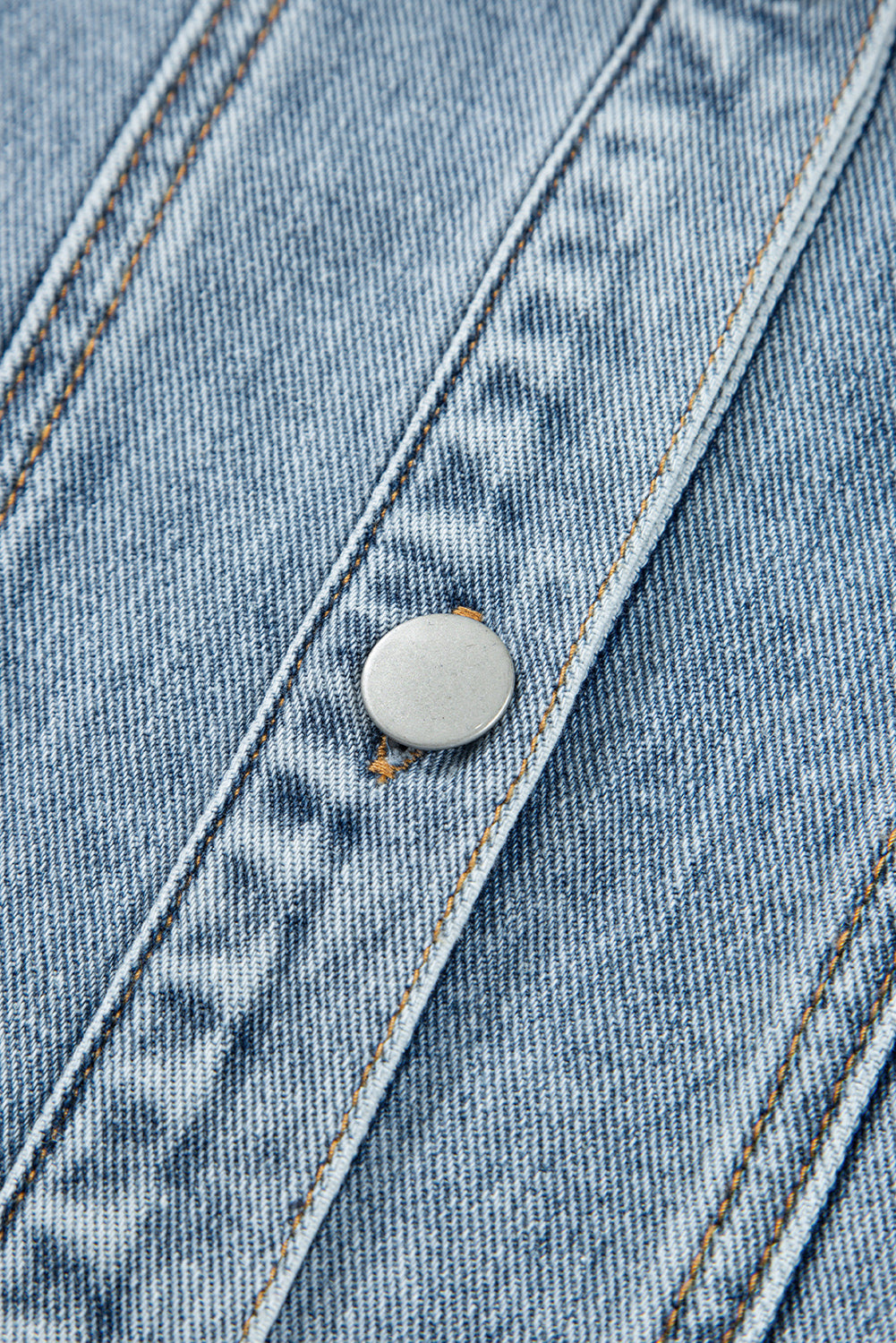 Scallop Trim Collar Patched Pocket Button Up Mineral Washed Denim Jacket - KaleaBoutique.com