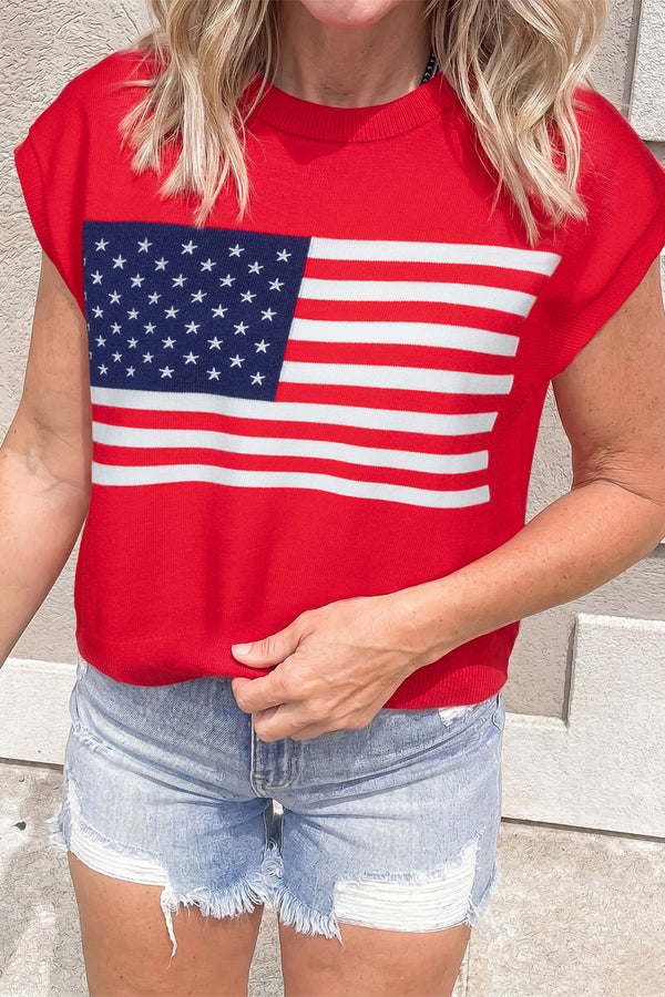 KaleaBoutique Comfortable Stars and Stripes Dolman Short Sleeve Sweater - KaleaBoutique.com