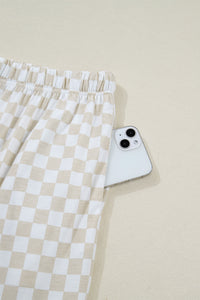 KaleaBoutique Comfortable Checkered Print Half Sleeve Tee 2pcs Lounge Pant Set - KaleaBoutique.com