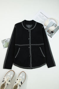 KaleaBoutique Stylish Contrast Trim Button up Sweater Cardigan - KaleaBoutique.com