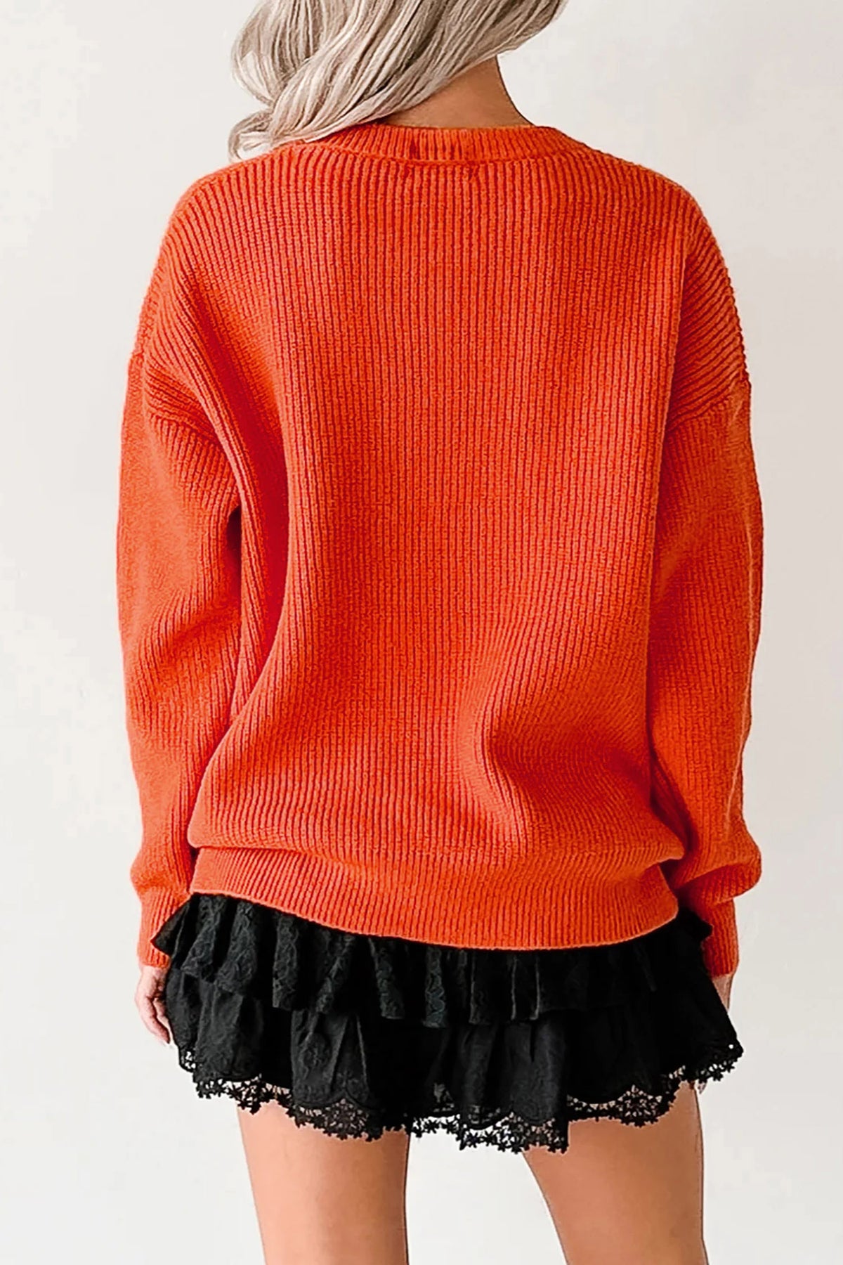 Drop Shoulder Long Sleeve Round Neck Halloween Sweater - KaleaBoutique.com