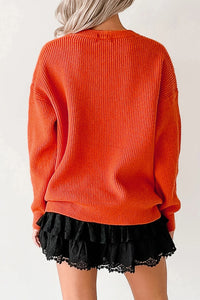 Drop Shoulder Long Sleeve Round Neck Halloween Sweater - KaleaBoutique.com