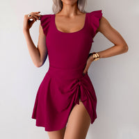 Women's Ruffle-Shoulder Side-Tie One-Piece Swim Dress by Kalea Boutique - KaleaBoutique.com
