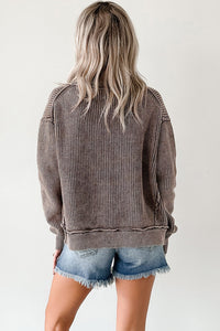 KaleaBoutique Stylish Mineral Wash Exposed Seam Patchwork Knit Open Sweater Cardigan - KaleaBoutique.com