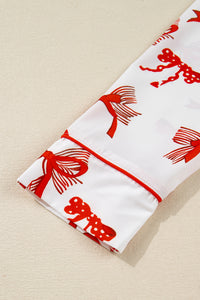 KaleaBoutique Stylish Christmas Bow Print Long 2pcs Pajama Set - KaleaBoutique.com