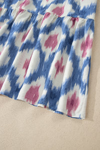 KaleaBoutique Stylish Ethnic Geometric Print Square Neck Smocked High Waist Ruffle Sleeve Dress - KaleaBoutique.com