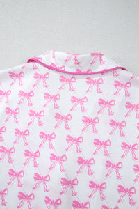 KaleaBoutique Comfortable Bowknot Printed Short Sleeve and Ruffled Shorts Pajama Set - KaleaBoutique.com