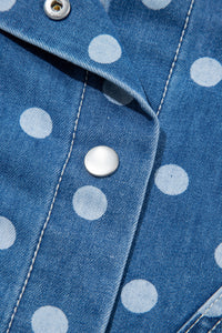Polka Dot Long Sleeve Collar Shift Tunic Denim Jacket - KaleaBoutique.com