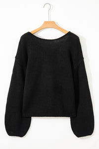 Bow Backless Bubble Sleeve Sweater - KaleaBoutique.com